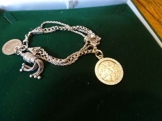 Antique Silver Charm Bracelet - Unusual Design - Victorian Items - Fob Chain