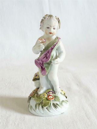 Antique 18th Century Derby Porcelain Figure Of A Putto Cherub