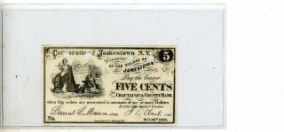 1862 Jamestown Ny 5 Cents Bank Of Chautauqua Remainder Note