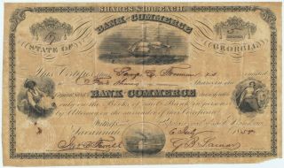 1858 $100 Shares Capital Stock Certificate Bank Of Commerce Savannah Georgia Ga