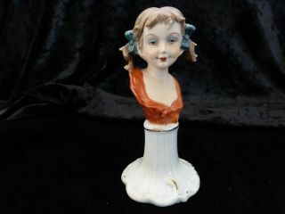 Antique Art Nouveau Porcelain Bust Of An Art Nouveau Lady.  French ?