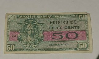Military Payment Certificate Mpc Series 521 Fifty Cents 50c 50 Cent