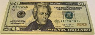 One (1) Star Note $20 Dollar Bill (most Rare) Boston Dist 2013,  Gem Uncirculated