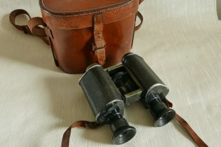 Antique C.  P.  Goerz,  Berlin 9x20 Treider Binoculars And Case.  Serial No.  22744.