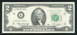 Fr.  1935 - L 1976 $2 Star Frn Federal Reserve Note San Francisco,  Ca Gem Unc