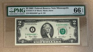 2003 U.  S.  $2 Frn Star Note Minneapolis Pmg 66 Gem Uncirculated Epq