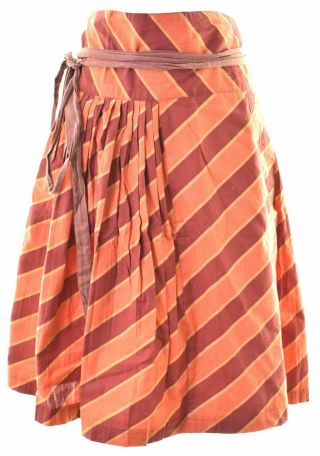 Kenzo Jap Womens Wrap Skirt Medium W30 Burgundy Striped Vintage Ij06