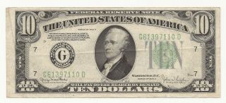 1934 - D $10 Dollar Bill Federal Reserve Note 110d
