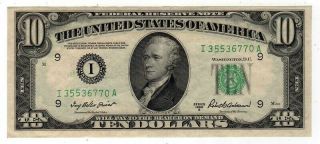 1950 B Ten Dollar Federal Reserve Note Bill Minneapolis 3