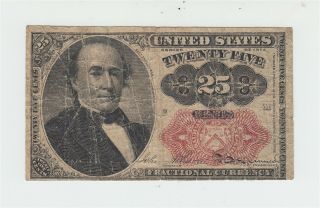 Us Fractional Currency Fr.  1309 25c Note Bill / Fifth Issue Twenty Five Cents