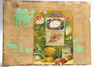 Antique Scrapbook Papercuts,  Die Cuts,  One Page Two Sides.  1800s.