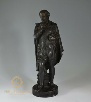 Large Antique 19th Century Bronzed Spelter Figure Of Shakespeare