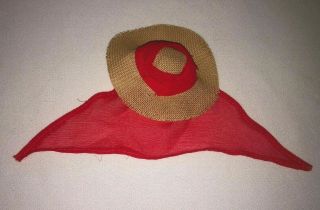 Vintage Barbie Open Road 985 (61 - 62) Straw Hat W/red Scarf
