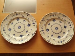 Vintage X2 Denmark Furnivals Blue & White Floral Design Dinner Plates 10 1/4 "