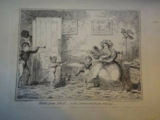 George Cruikshank (1792 - 1878) Caricature Satire Home From School Children 1835
