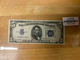 1934 - D $5 Five Dollar Bill Bank Note - Uncirculated Blue Seal Currency Usa