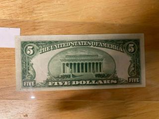 1934 - D $5 Five Dollar Bill Bank Note - Uncirculated Blue Seal Currency USA 3