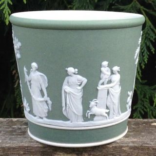 Antique Wedgwood Jasperware Sage Green Posy Vase Pot Cup 3x2.  75 " 7.  5x7cm