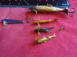 A Selection Of Vintage Percy Wadham Nature Bait Lures (2 Named)