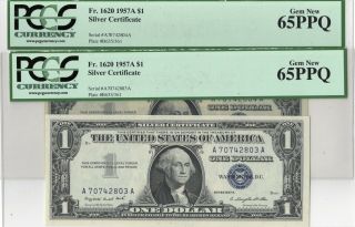 1957a Fr 1620 Usa 1 Dollar.  Silver Certificate.  Gem Pcgs 65 Ppq.