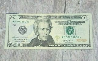 2013 $20 (twenty) Dollar Bill - Low Serial Number Star Note - Mf 00289686