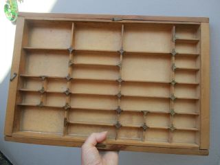 An Antique Vintage Wooden Letterpress Printing Block Tray With Brass Trims.