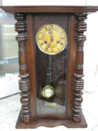 Antique Wall Clock With Replaced Back Board And Base,  Movement In Gwo