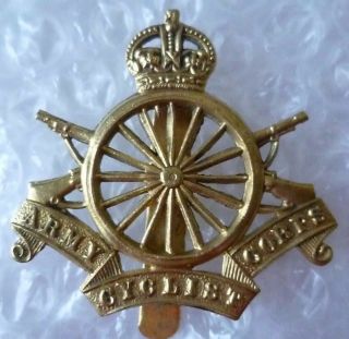 Army Cyclist Corps Cap Badge Kc All Brass Slider Antique