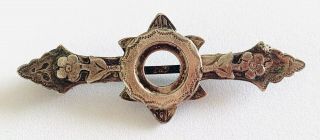 Antique Aesthetic Victorian Silver Etched Brooch Hallmarked &