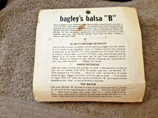 VINTAGE BAGLEY ' S BALSA B FISHING LURE PACKAGE 3