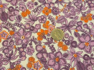Full Vintage Feedsack: Opened,  Purple And Orange Flowers