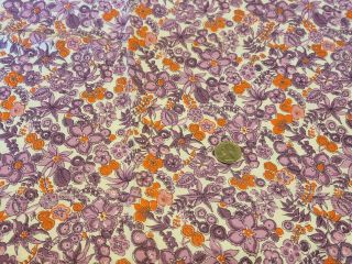 FULL Vintage feedsack: opened,  Purple and Orange Flowers 3