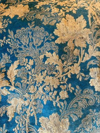 Fragment De Tissu Brocard Ancien Bleu Pastel Lin Antique Linnen Piece Of Fabric