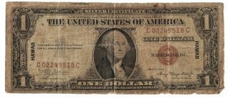 1935 Us American Hawaii Overprint 1 One Dollar Silver Certificate