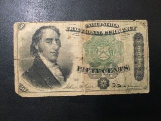 1863 Usa Fractional Paper Money - 50 Cents Banknote