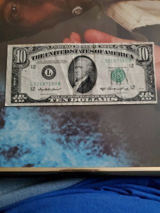 Series 1950 A 10 Dollar Bill Rare Error Upside Down Flag