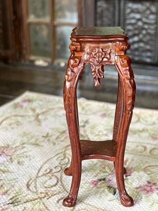 Vintage Miniature Dollhouse Artisan Hand Carved Wood Plant Stand Victorian Ooak