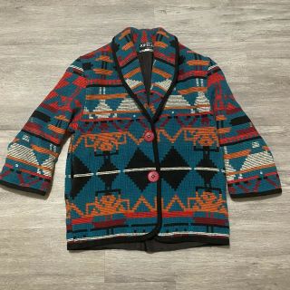 Vintage Jofeld Aztec Indian Blanket Jacket Coat Wool Blend Lined Women M Usa 90s