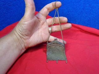 Antique Finger Ring Mesh Chatelaine Coin Purse