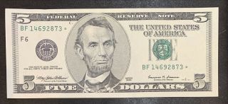 1999 $5 Federal Reserve Star Note Uncirculated