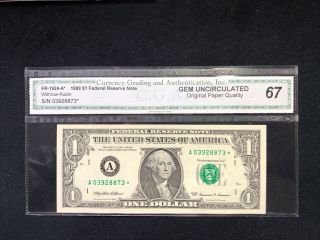 Wow Star Note 1999 $1 Dollar Bill (boston “ A “),  Uncirculated