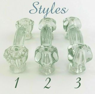 Antique Glass 6 and 8 Sided Drawer Pulls 10 Cabinet Handles Set 9 Clear 1 Black 2