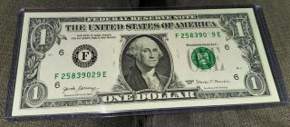 2017 One Dollar Serial Number Printing Error.  F25839029e