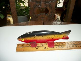 Vintage 8 " Duey Johnston Fish Decoy Trout Spear Decoy Awesome Color