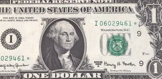 Star Note 1963 A $1 Dollar Bill (minneapolis) Scarce. ,  Uncirculated