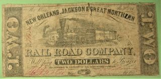 Confederate Railroad,  No J & Gn $2 Note Well Worn
