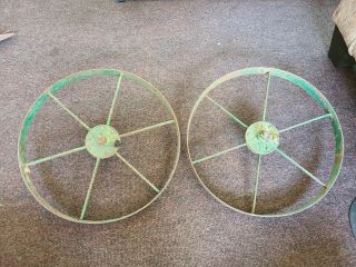 Vintage Antique Planet Jr Wheels W/ Grease Fittings Cultivator Weed Sweep Plow
