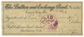 The Bullion And Exchange Bank Signed By Theodore R.  Hofer