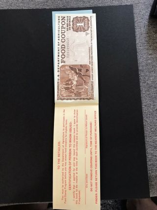 Food Stamp Coupon One $1.  00 Coupon In A $65.  00 Booklet 1991b Month I Usda Scrip