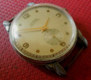 Vintage 1940s Oversized Delbana 15 Jewels Swiss Made Running Wristwatch